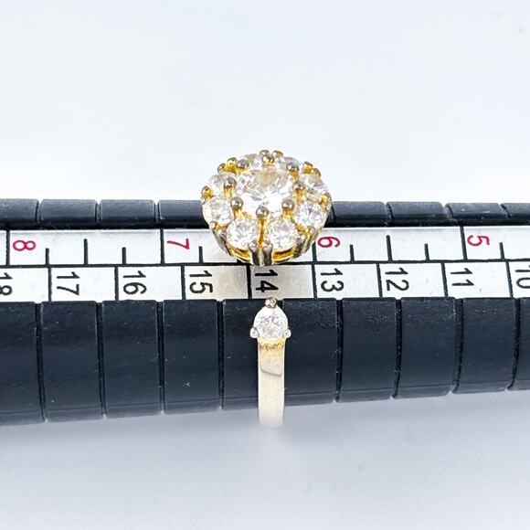 Vintage Gold-Plated Sterling Silver Cubic Zirconia Spinning Sparkle Ring Sz 6.5 - Picture 8 of 9